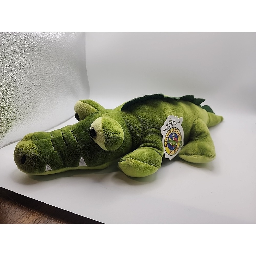 Alligator King Plush Genuine American Fun Stuff Green Crocodile Stuffed 2003‎